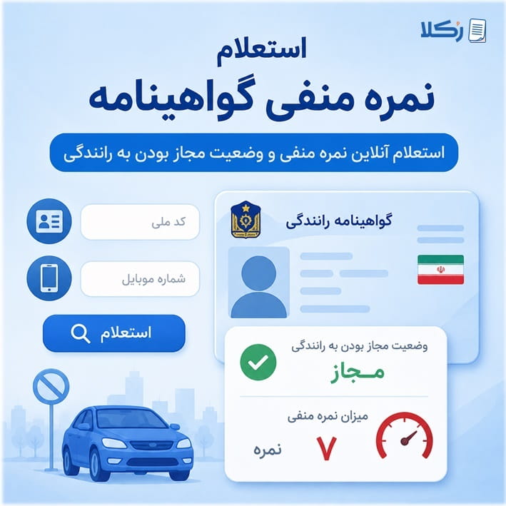 استعلام نمره منفی گواهینامه