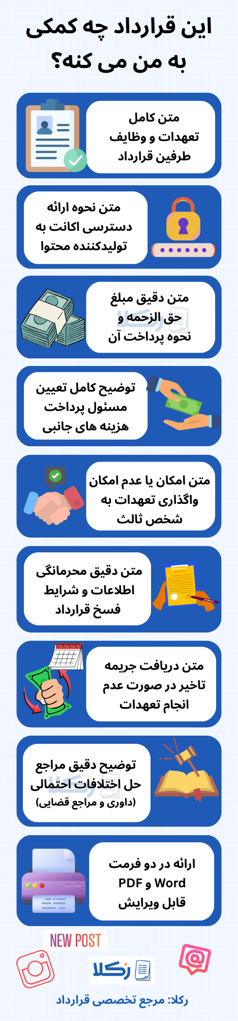 نمونه قرارداد تولید محتوای اینستاگرام (برون سپاری به یک فرد)