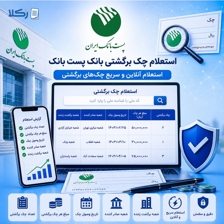 استعلام چک برگشتی بانک پست بانک