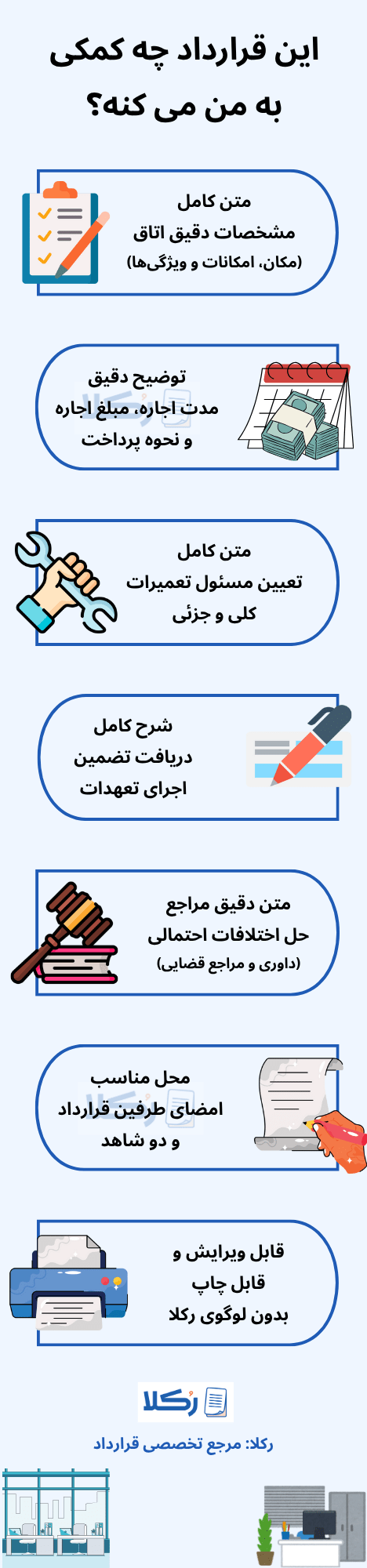 نمونه قرارداد اجاره اتاق اداری (بدونِ پولِ پیش)